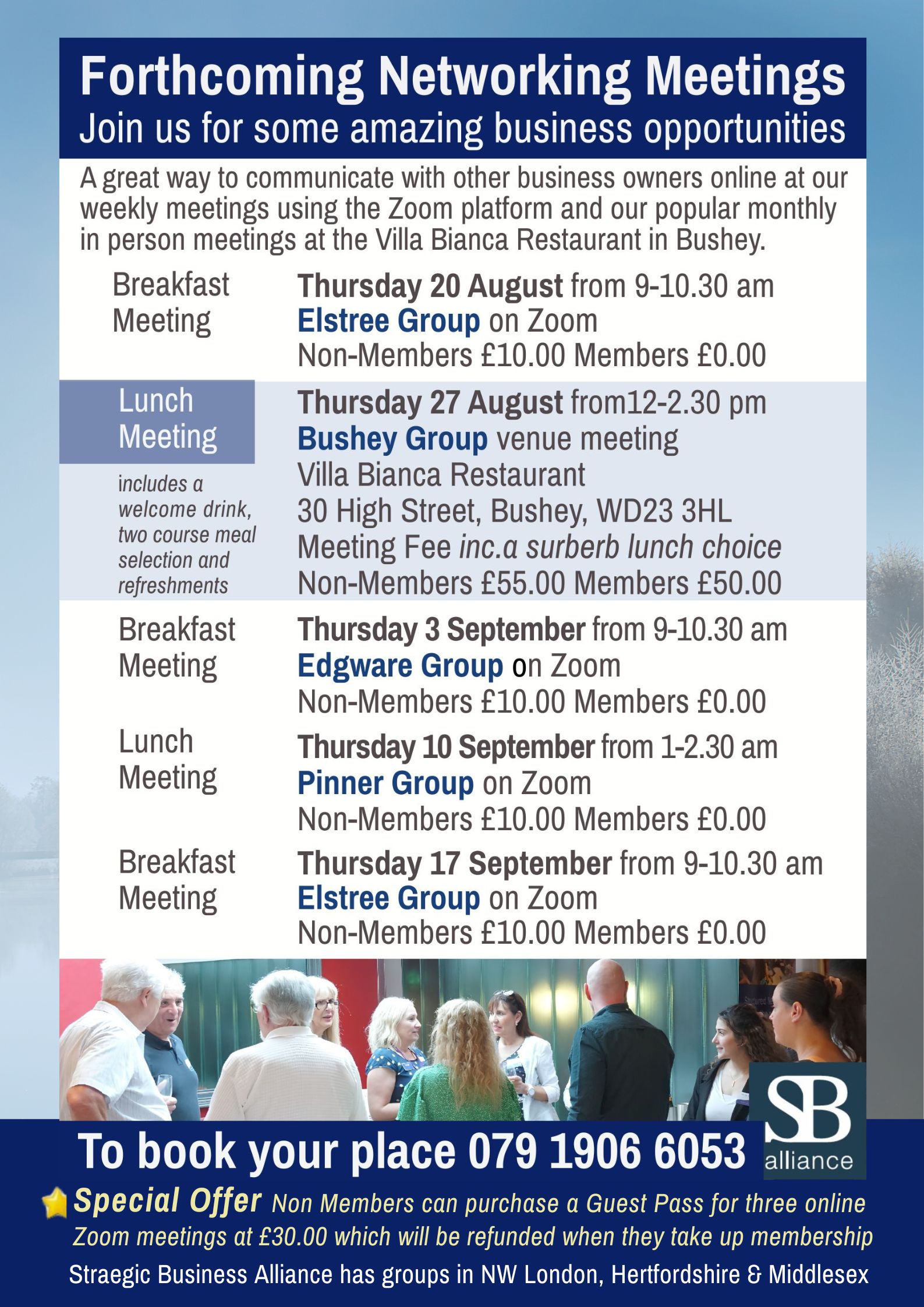 SB alliance Forthcoming Business Networking Meetings till 17 September 2026