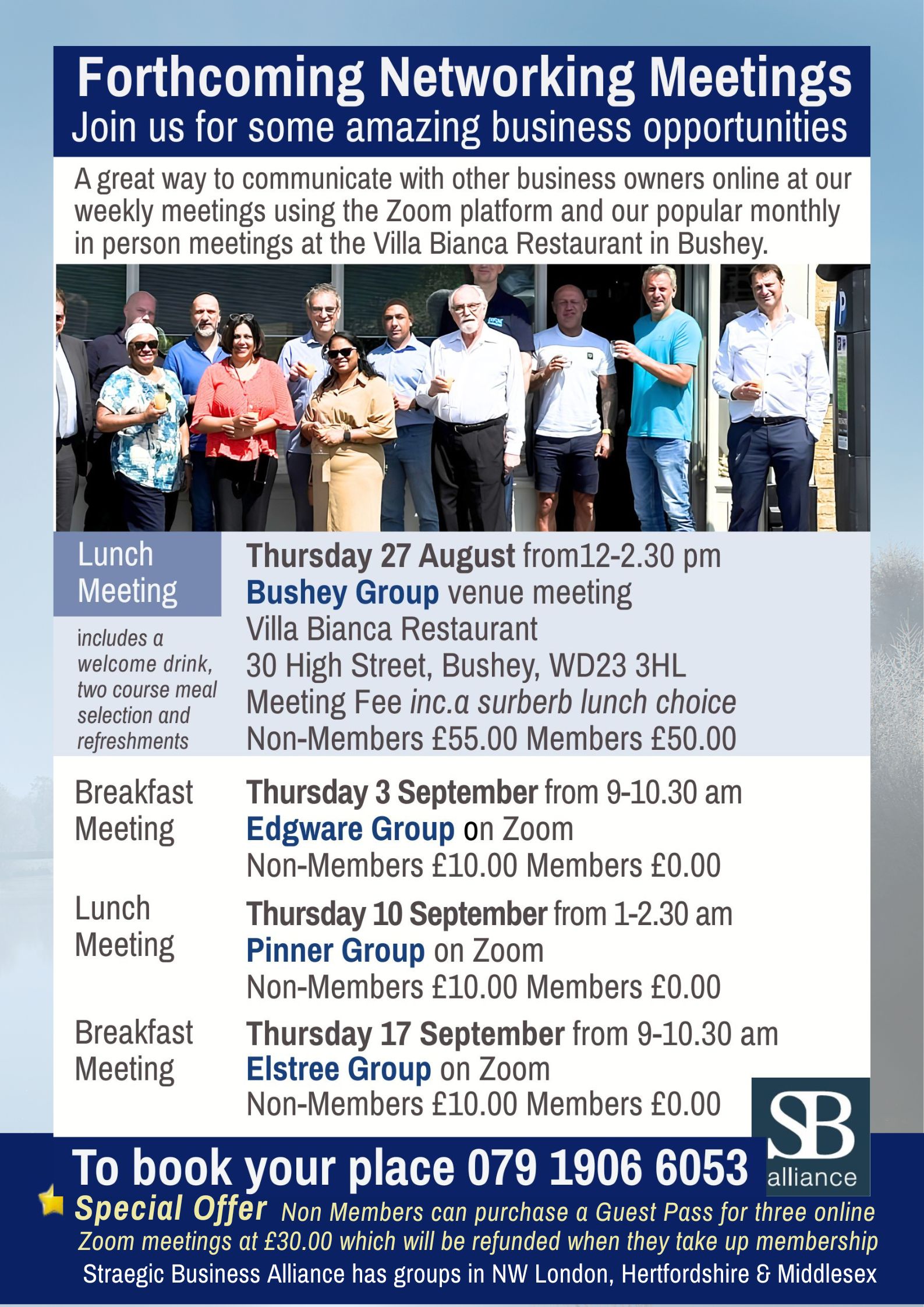 SB alliance Forthcoming Business Networking Meetings till 17 September 2026
