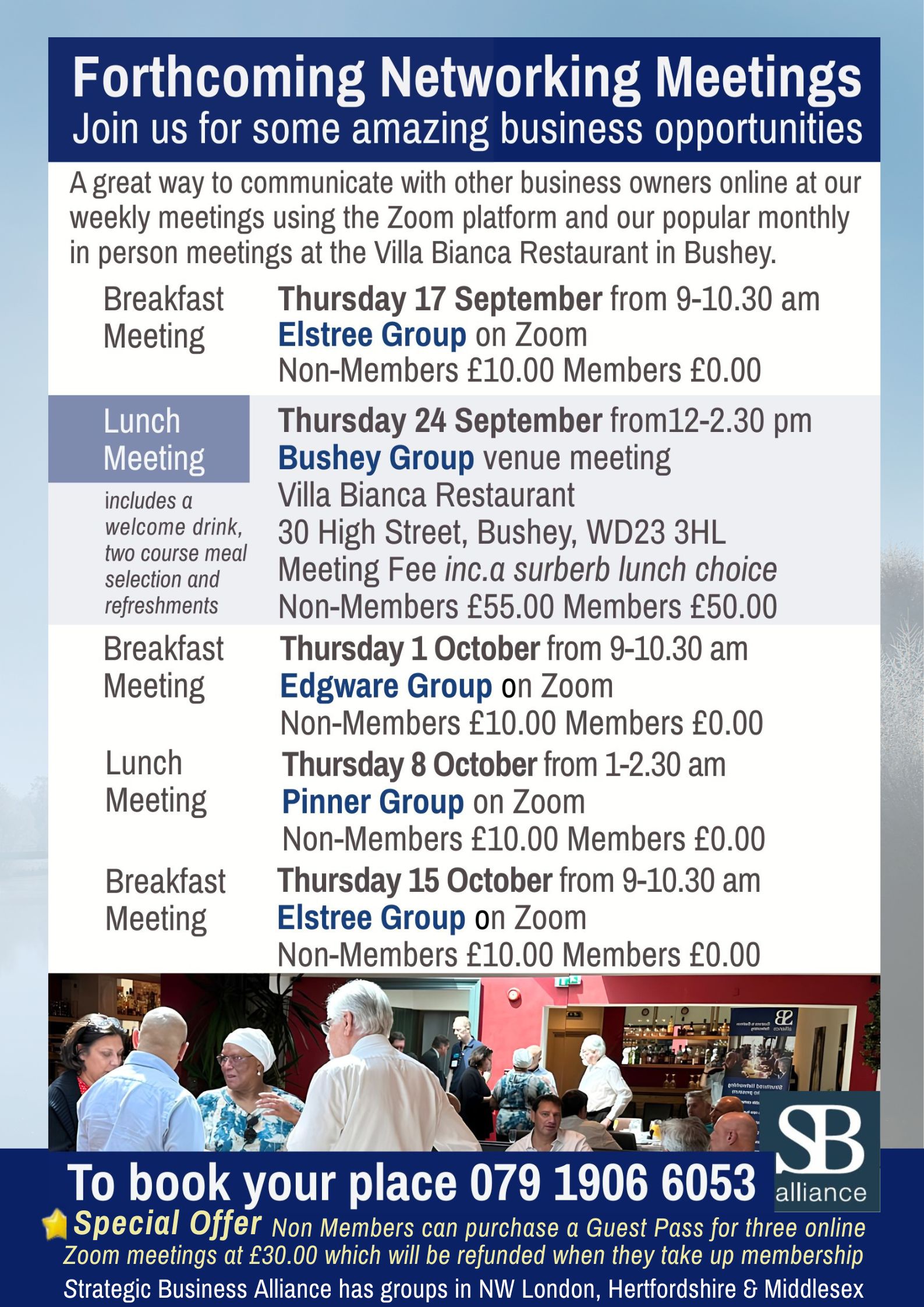 SB alliance Forthcoming Business Networking Meetings till 15 Ocrtober 2026