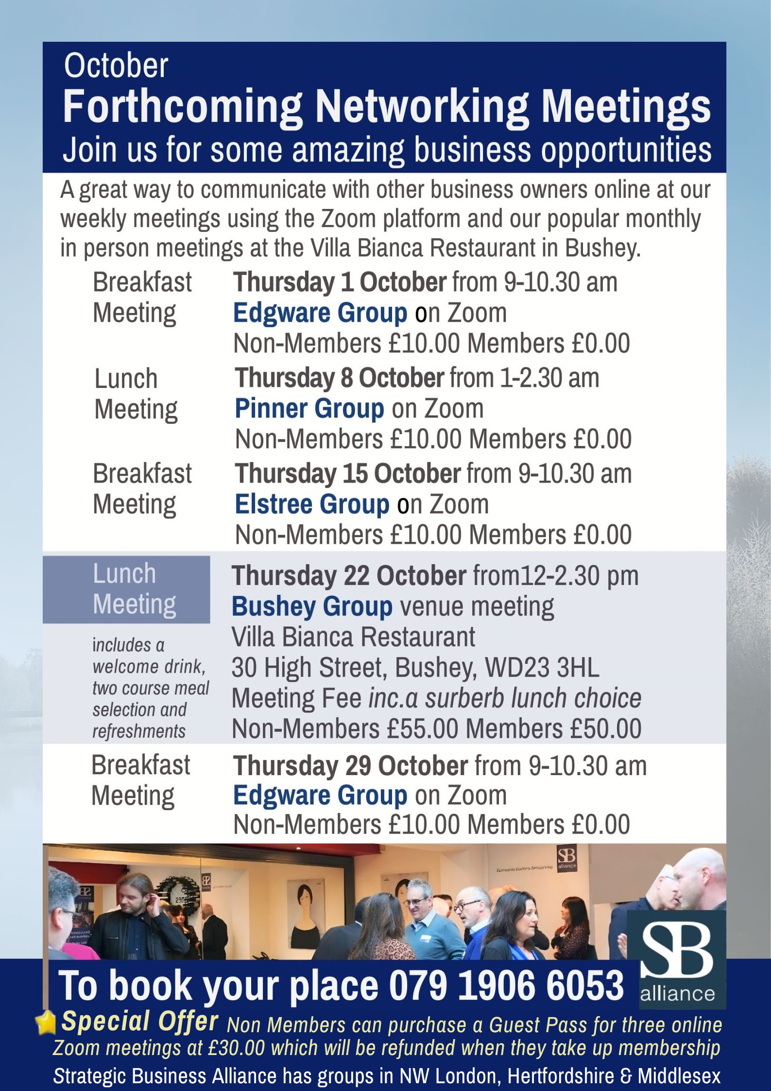 SB alliance Forthcoming Business Networking Meetings till 29 October 2026